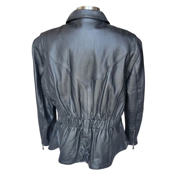 Wild Ride Women's Vintage Black Leather Fitted Motorcycle Jacket Lined 22 XL - Picture 3 of 13